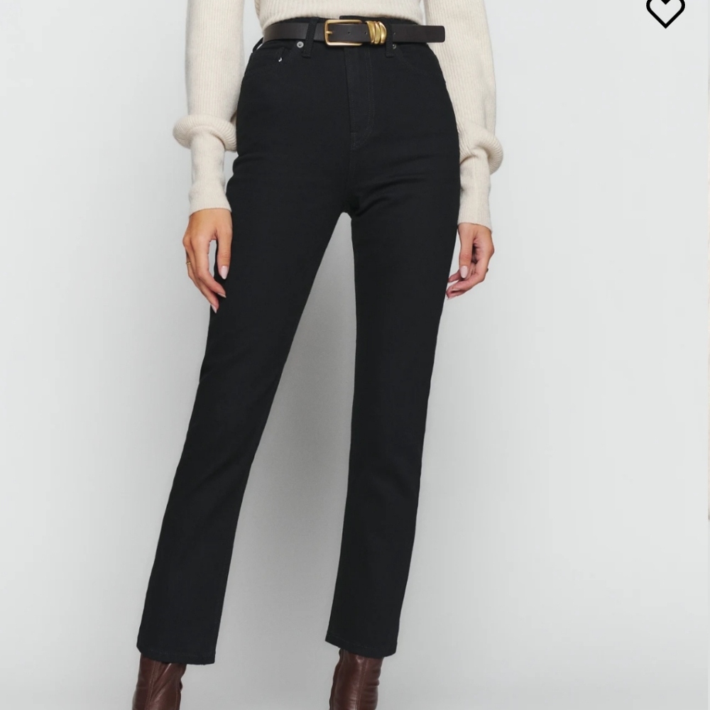 Reformation Liza ultra high rise straight cropped jeans in black size 27